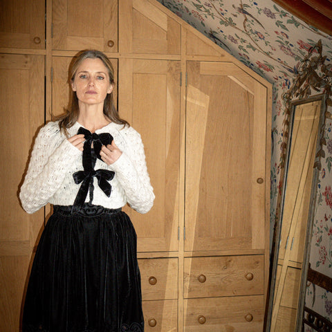 Teresa Bow Tie Cropped Cardigan