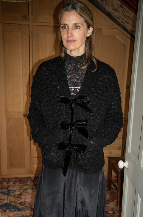 Teresa Bow Tie Long-Sleeve Cardigan