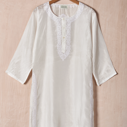 Hand-Embroidered Silk Tunic