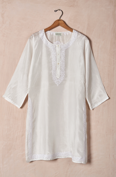 Hand-Embroidered Silk Tunic