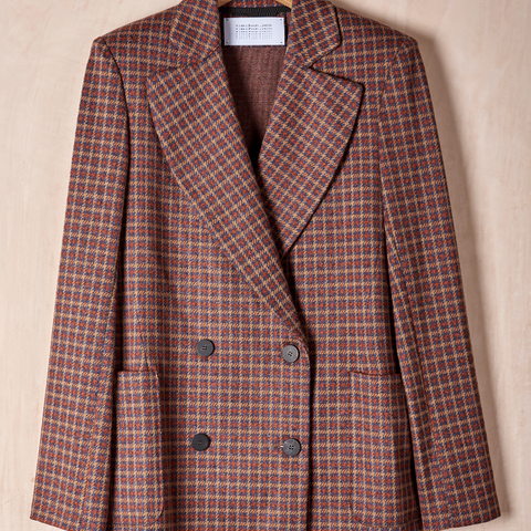 Oversized Tattersall Tweed Blazer