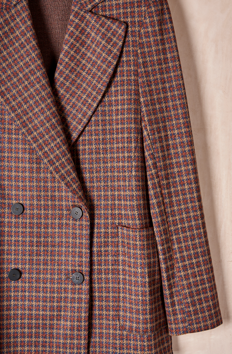 Oversized Tattersall Tweed Blazer