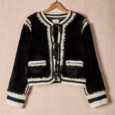 Harper Faux Fur Crochet Jacket