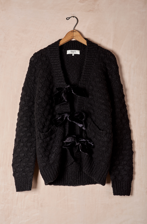 Teresa Bow Tie Long-Sleeve Cardigan