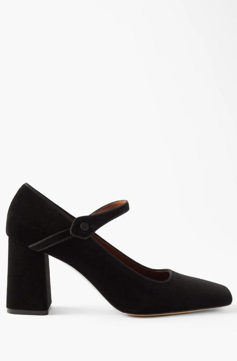 Mary Jane Black Velvet Shoe