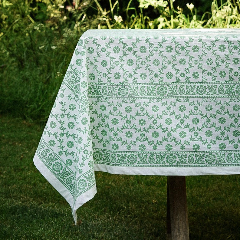 Bandana Floral Block-Print Cotton Tablecloth