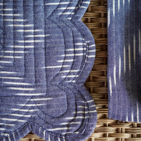 Scalloped Quilted Ikat Placemat & Napkin Set