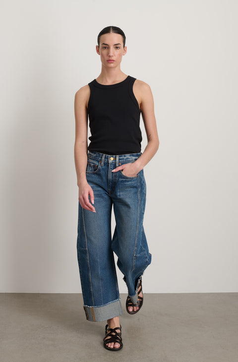 Relaxed Cuffed Lasso Cotton Jean