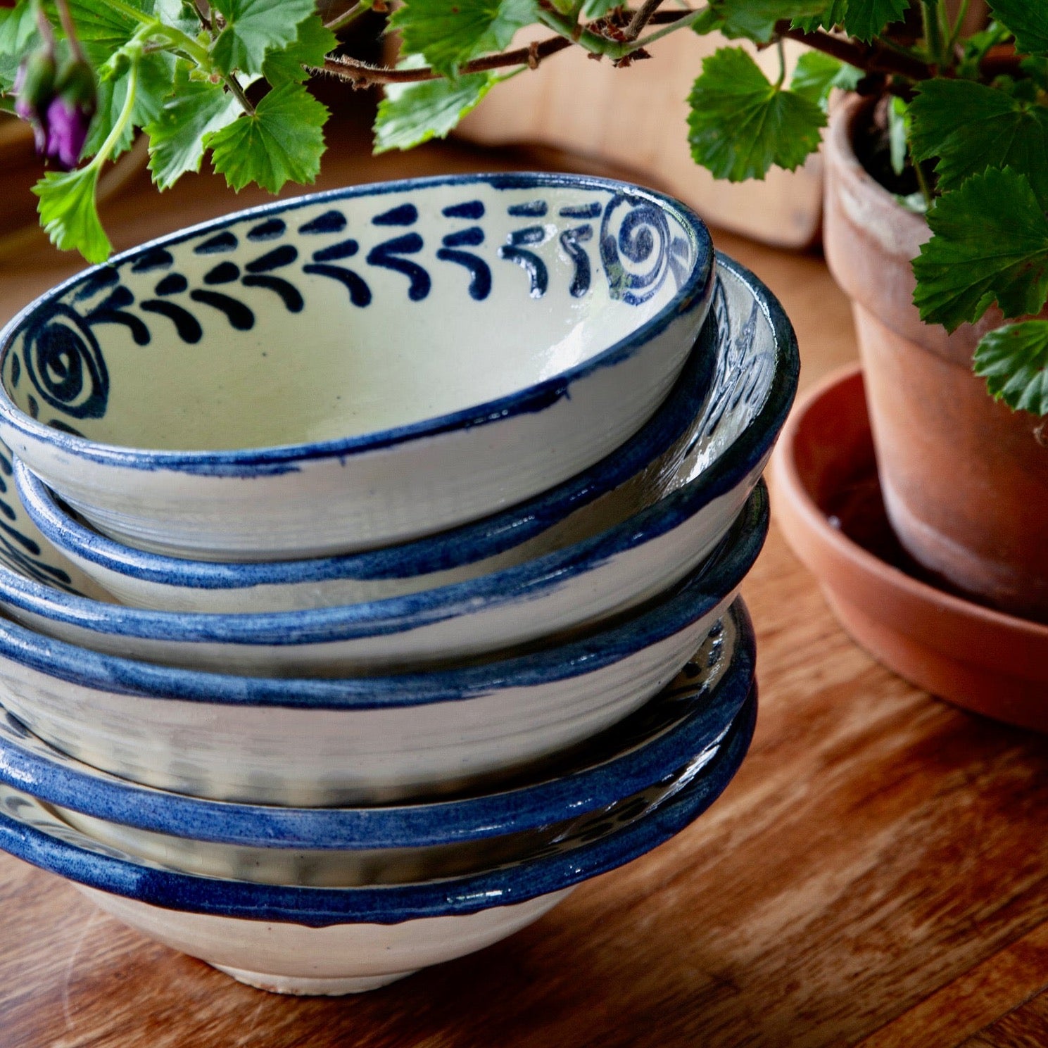 Blue Small Ceramic Cereal Bowl