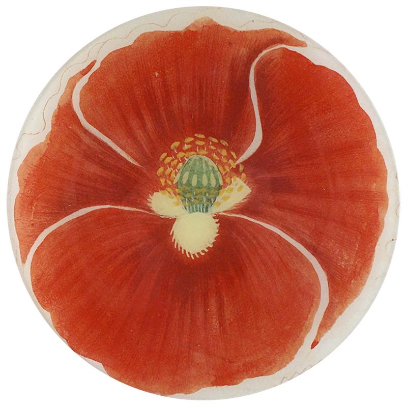 White Edge Red Poppy Plate