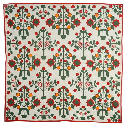 Pots of Flowers Applique Quilt, Circa 1890, Pennsylvania