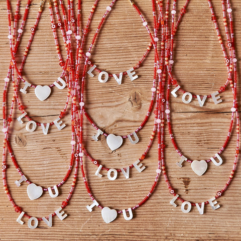 I Love U Beaded Necklace