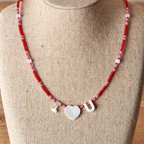 I Love U Beaded Necklace