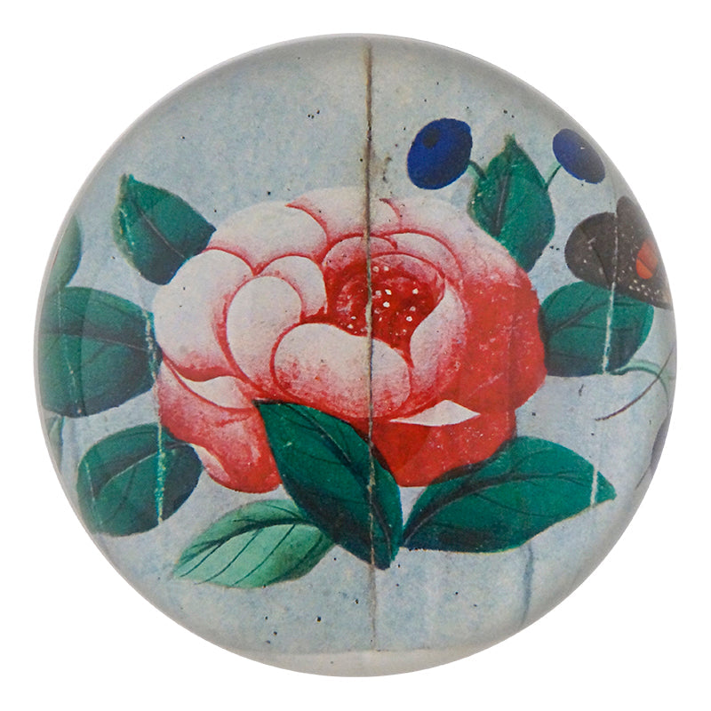 18c Fan Rose Dome Paperweight