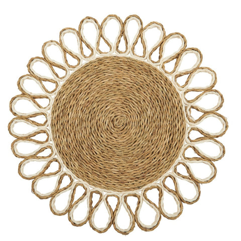 Looped sisal natural and white placemat
