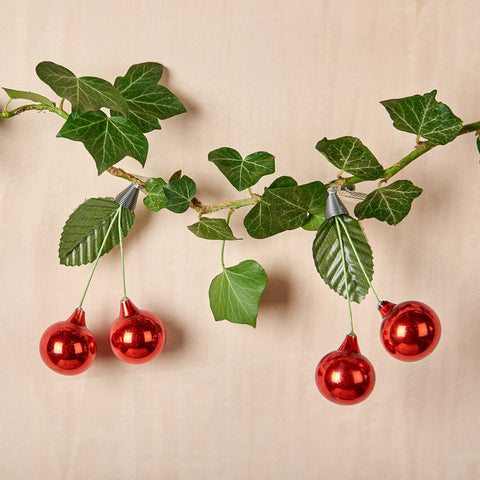 Hand Painted Cherries With Leaf Ornament, Set of 2