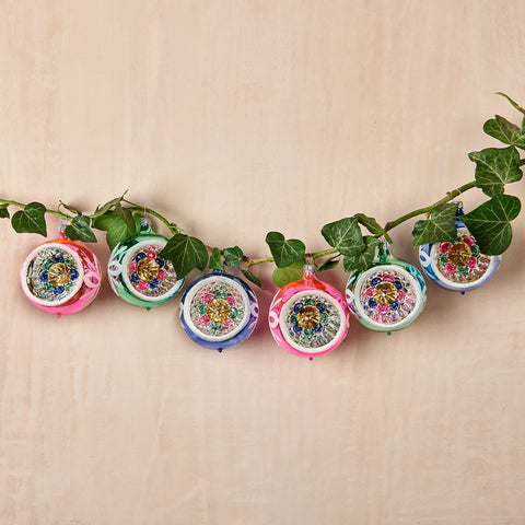 Floral Multi-Colour Ball Ornaments (Set of Six)