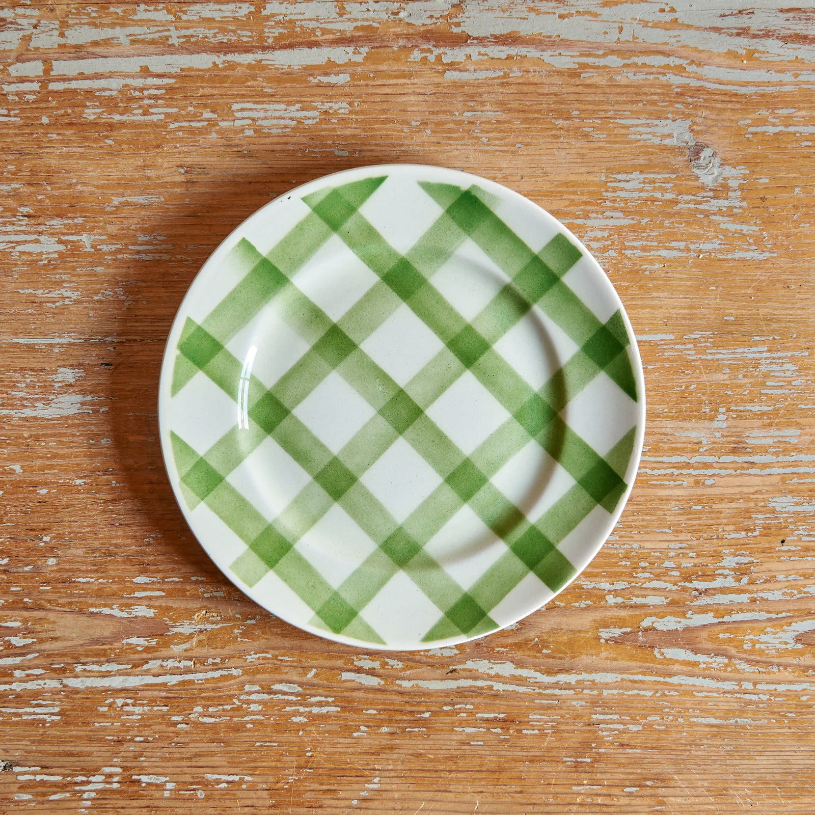 Green Gingham Salad Plate