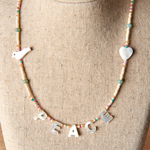 PEACE Beaded Necklace