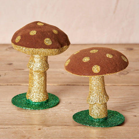Glitter Mushroom Ornaments