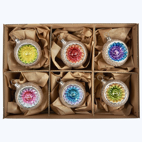 Silver & Multi colour Ball Ornaments, Set of Six