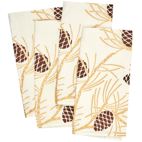 Pinecone Linen Napkin (Gold and Brown)