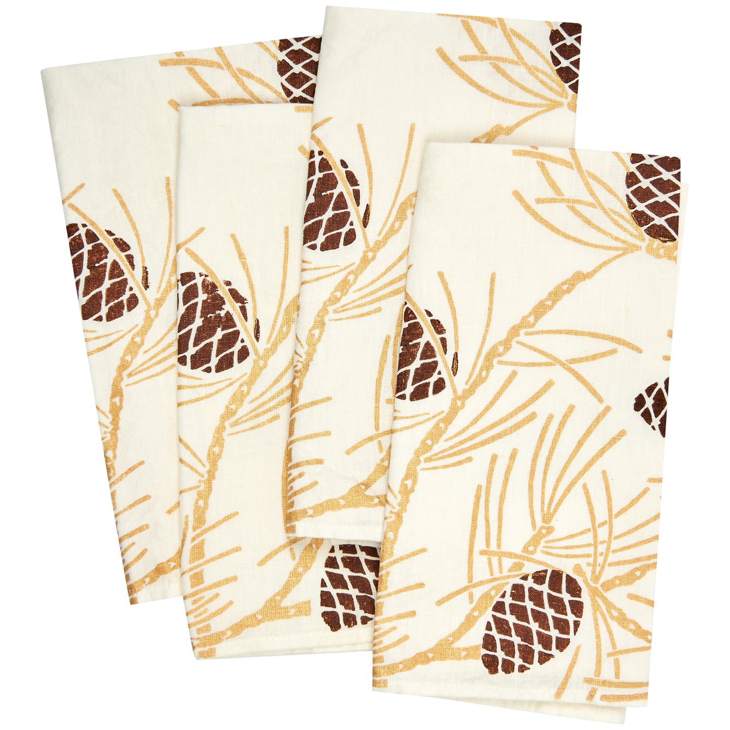 Pinecone Linen Napkin (Gold and Brown)