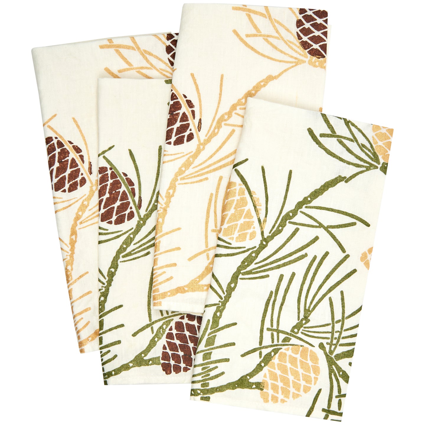 Pinecone Linen Napkin (Gold and Brown)