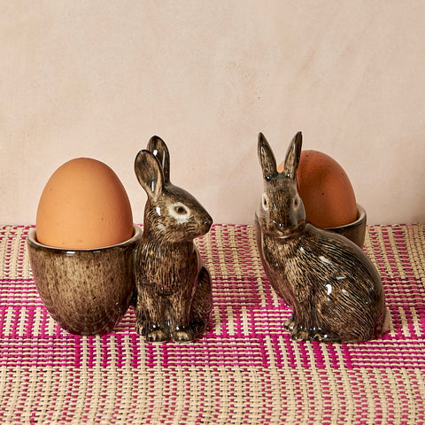 Wild Rabbit with Egg Cup, Set of Two