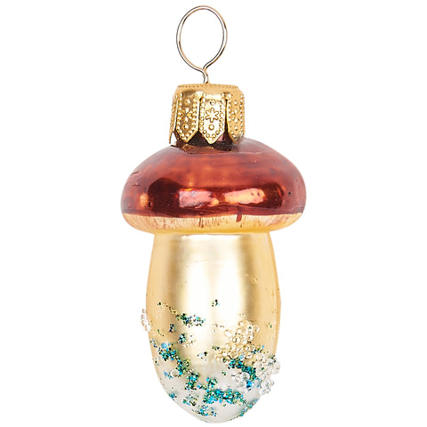 Mini Brown Mushroom Glass Ornament