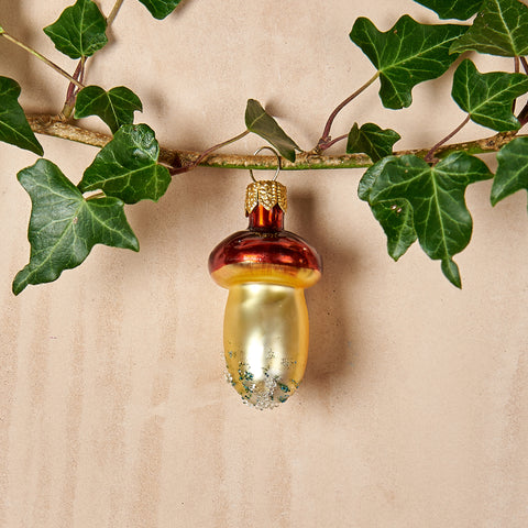 Mini Brown Mushroom Glass Ornament