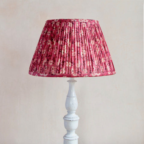 White Positano Lamp Base with Pink lampshade example