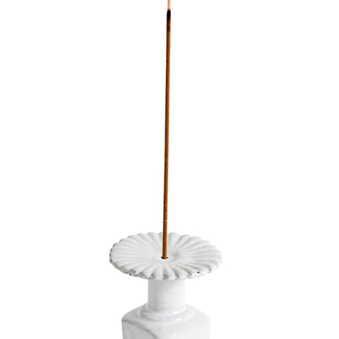 White Marguerite Ceramic Incense Holder with Incense stick