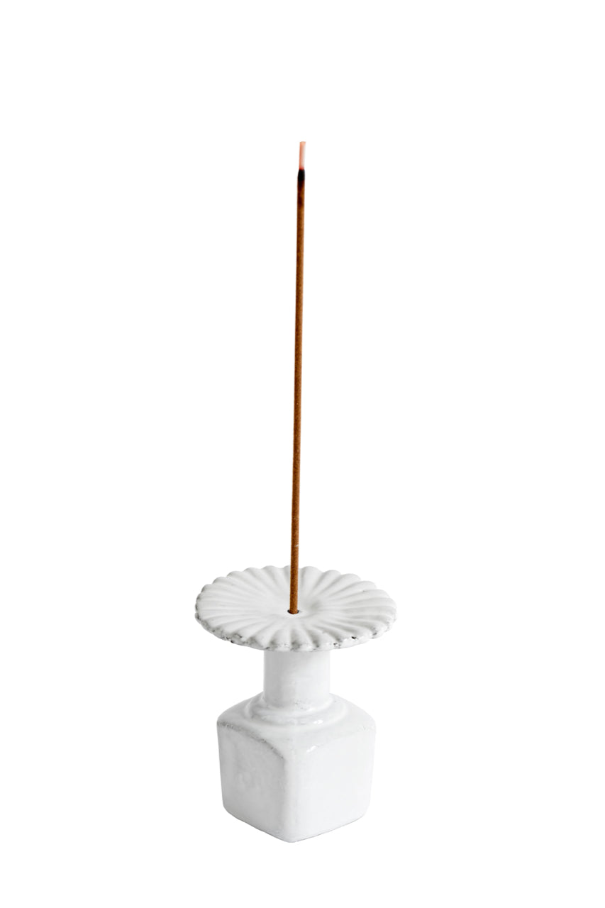 White Marguerite Ceramic Incense Holder with Incense stick