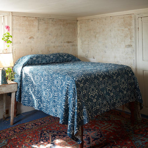 John Derian x Jeanette Farrier Bedcover, French Indigo