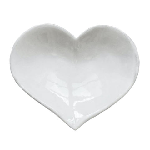 White Terracotta Heart Deep Saucer