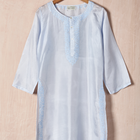 Hand-Embroidered Silk Tunic