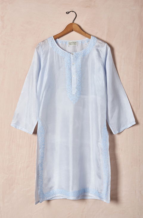 Hand-Embroidered Silk Tunic