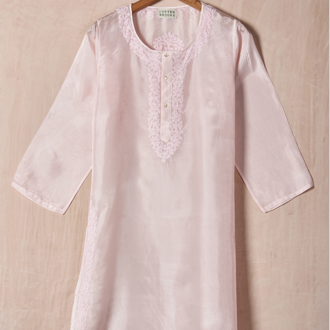 Hand-Embroidered Silk Tunic