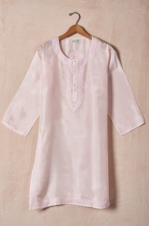 Hand-Embroidered Silk Tunic