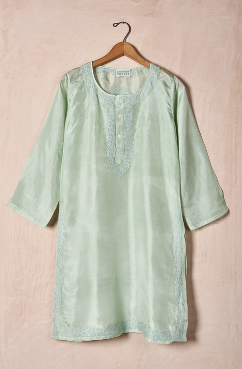 Hand-Embroidered Silk Tunic